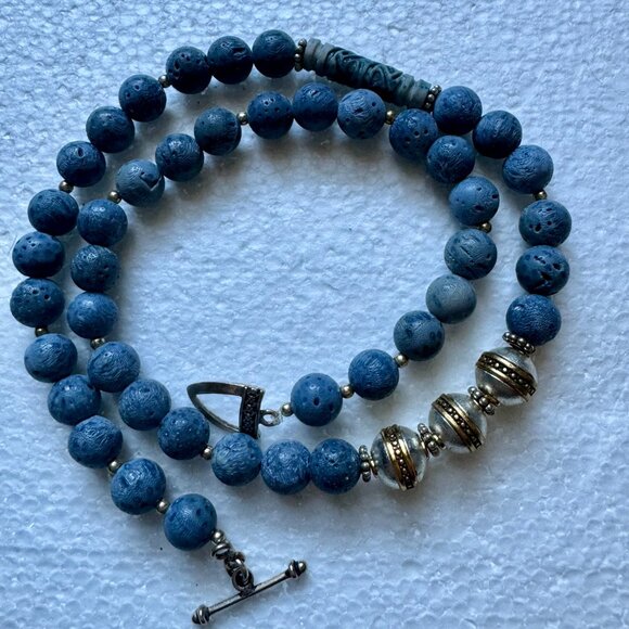 Unique One of a Kind Blue Sponge Coral Necklace Only You will have - Picture 1 of 11
